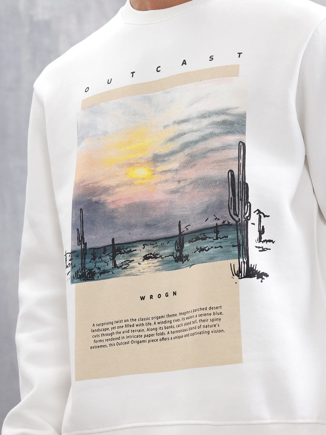 Men's Casual Graphic Printed Sweatshirt | White - Image 5
