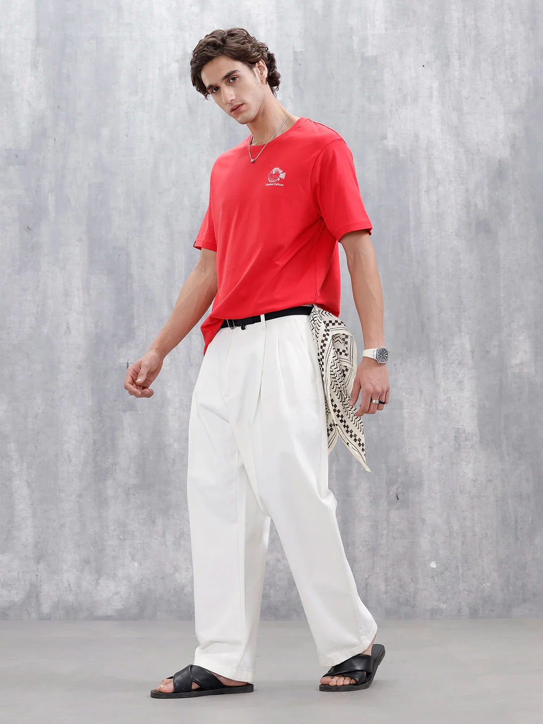 Men's Casual Graphic Printed T-Shirt | Red - Image 2