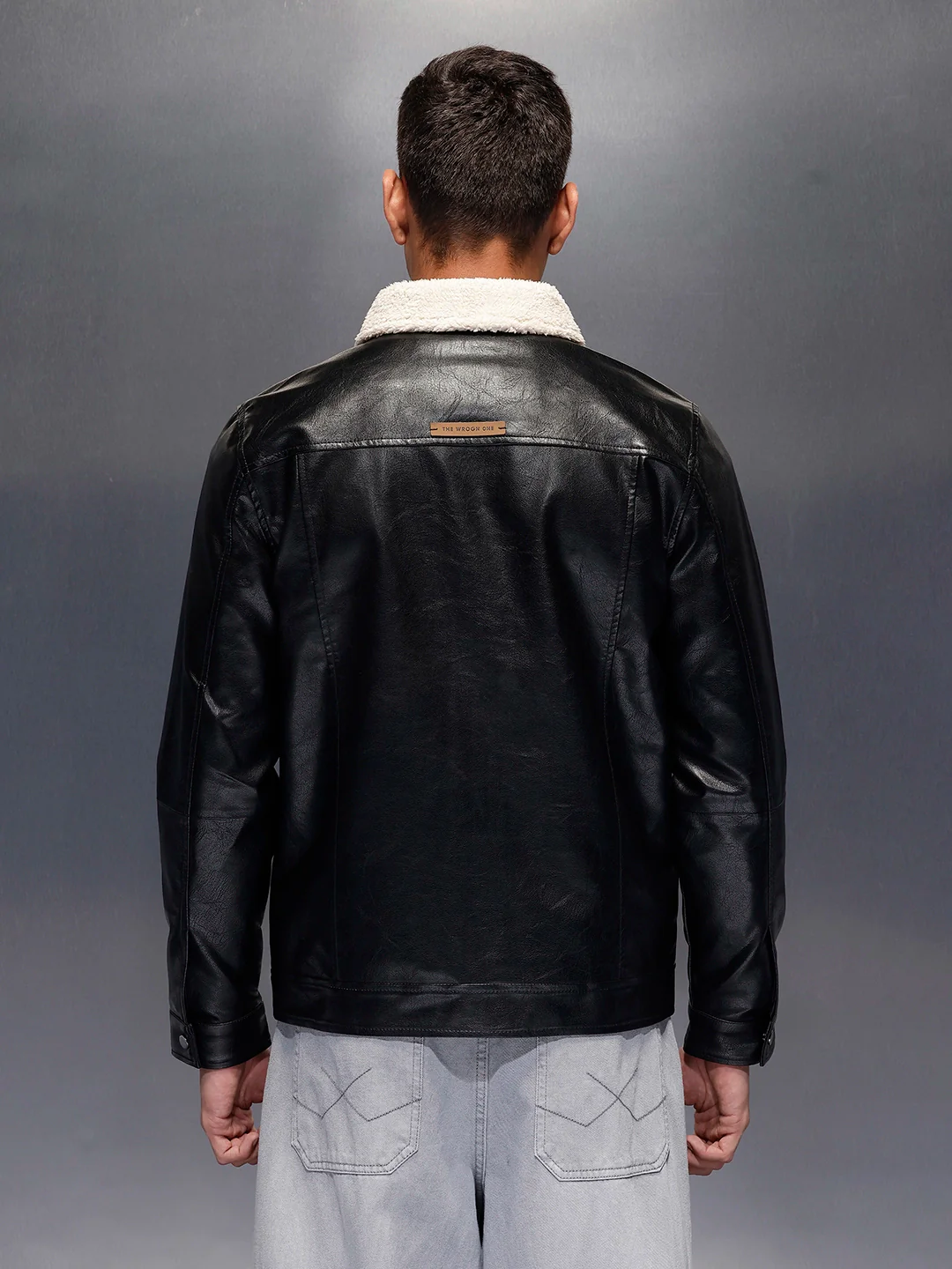 Men's casual jacket with contrast fur collar | Black - Image 3