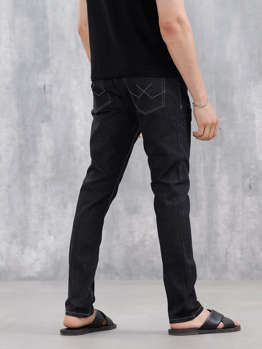 Men's Casual Jeans With Contrast Thread Detail | Black - Image 3