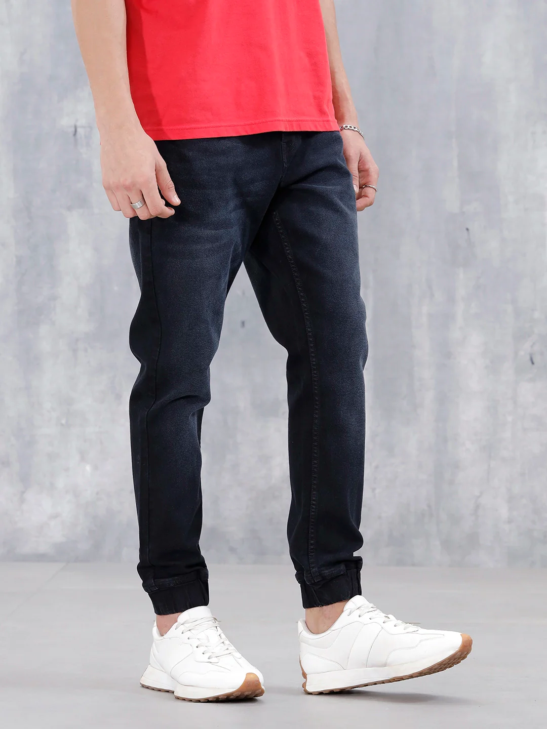 Men's Casual Jogger Fit Jeans  | Dark Grey - Image 4