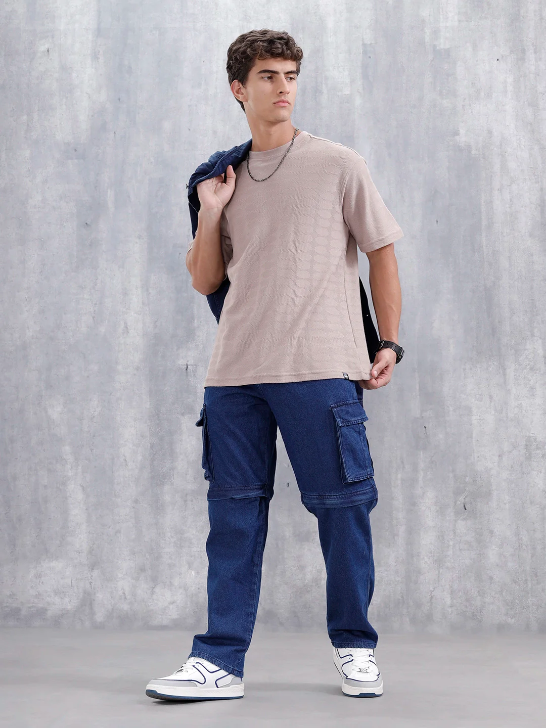 Men's Casual Loose Cargo Fit Jeans | Dark Stone - Image 2