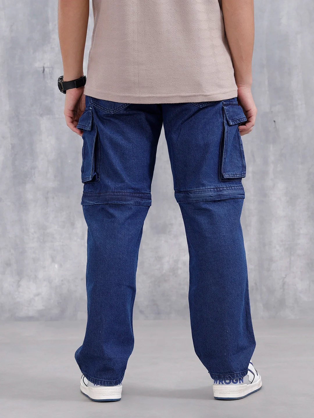 Men's Casual Loose Cargo Fit Jeans | Dark Stone - Image 3