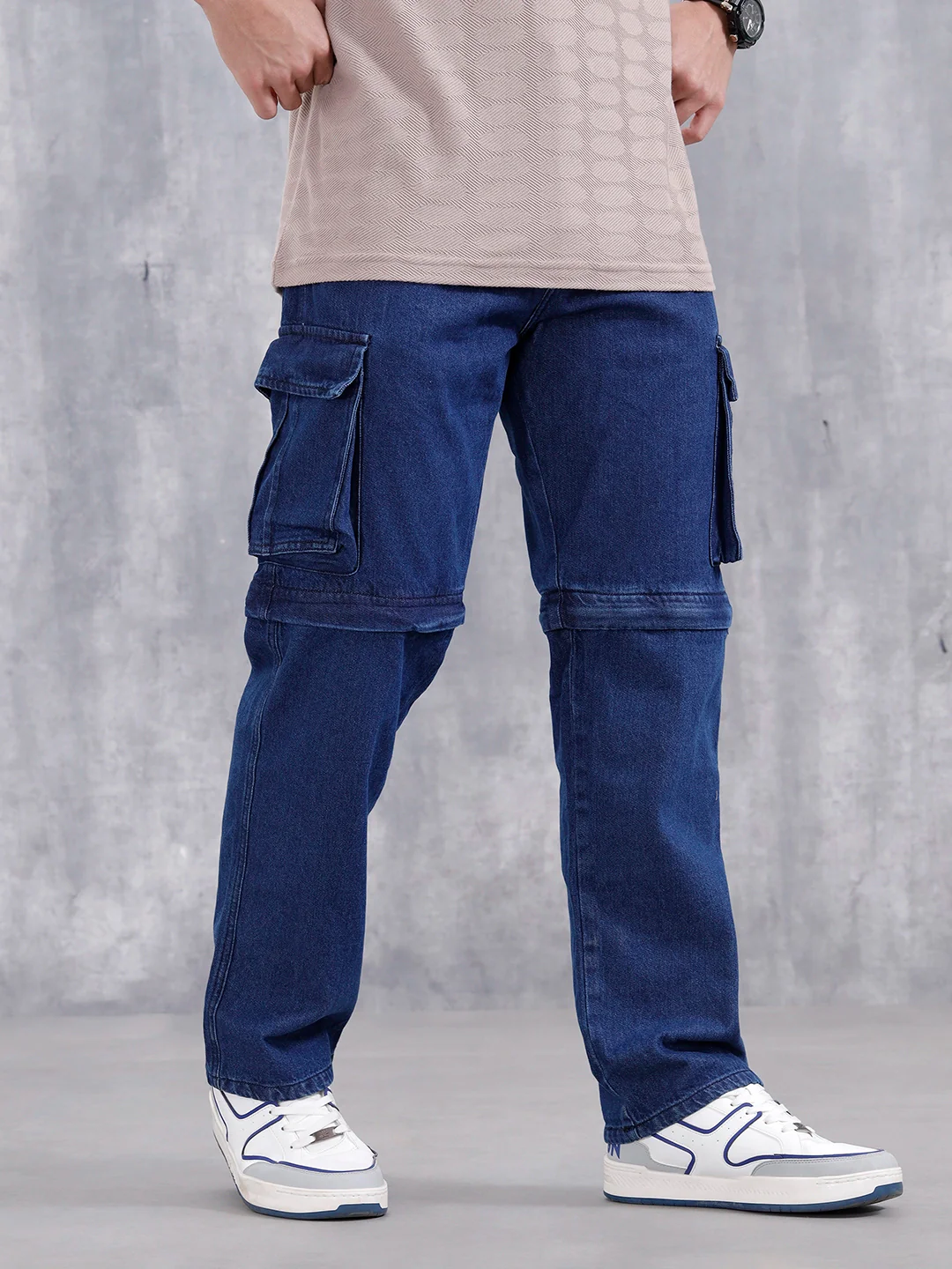 Men's Casual Loose Cargo Fit Jeans | Dark Stone - Image 4