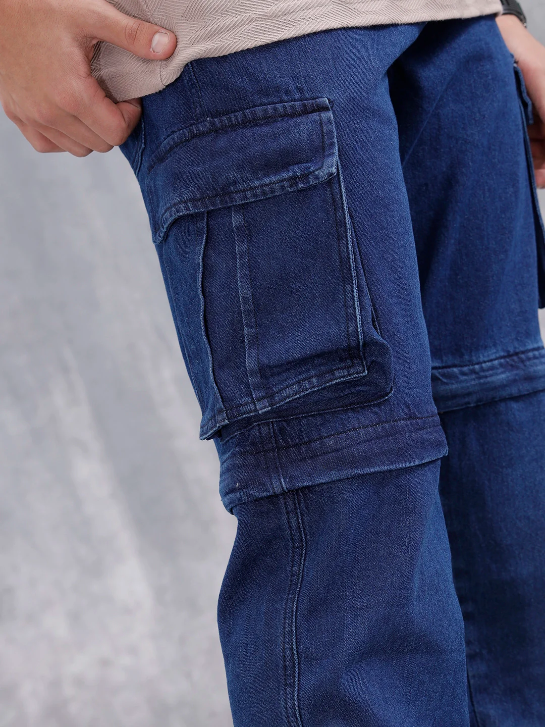 Men's Casual Loose Cargo Fit Jeans | Dark Stone - Image 5