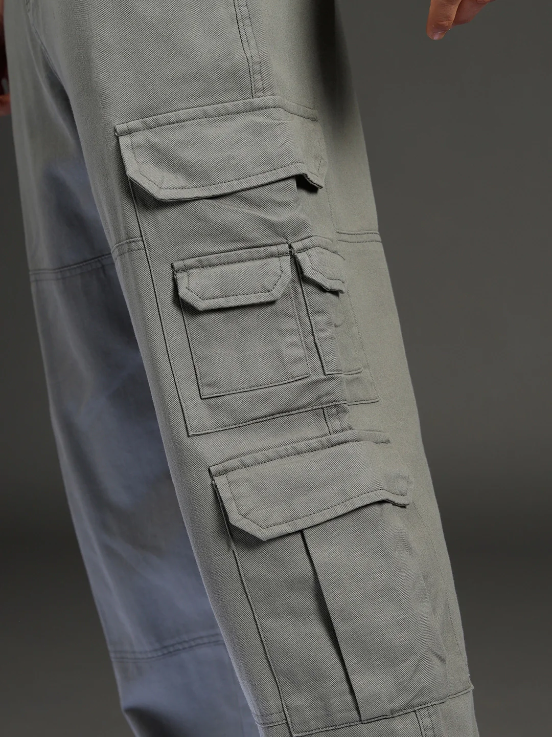 Men's casual loose fit cargo pocket trousers | Grey - Image 6