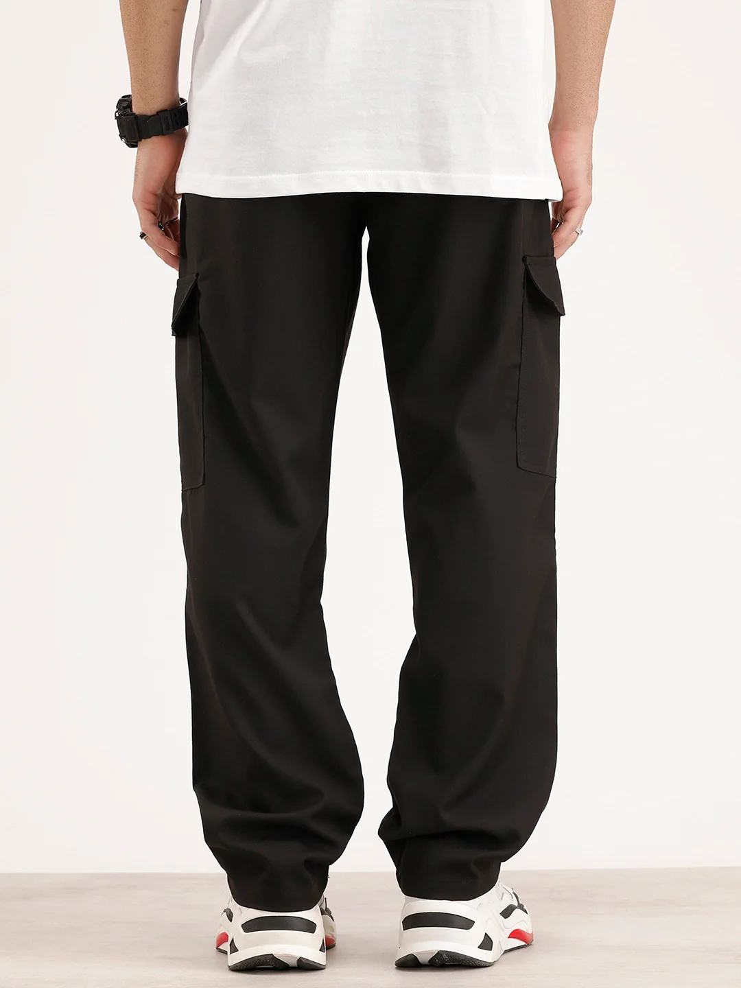 Men's Casual Loose Fit Cargo Trousers | Black - Image 3
