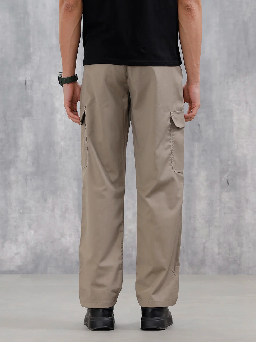 Men's Casual Loose Fit Cargo Trousers  | Olive - Image 3