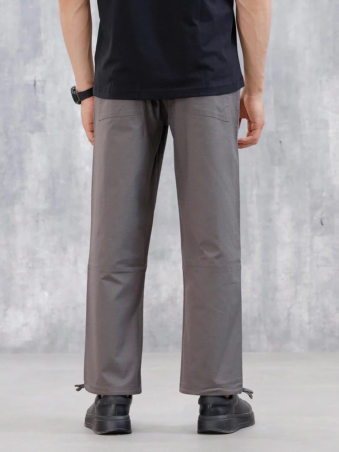 Men's Casual Loose Fit Cut&Sew Trousers  | Dark Grey - Image 3