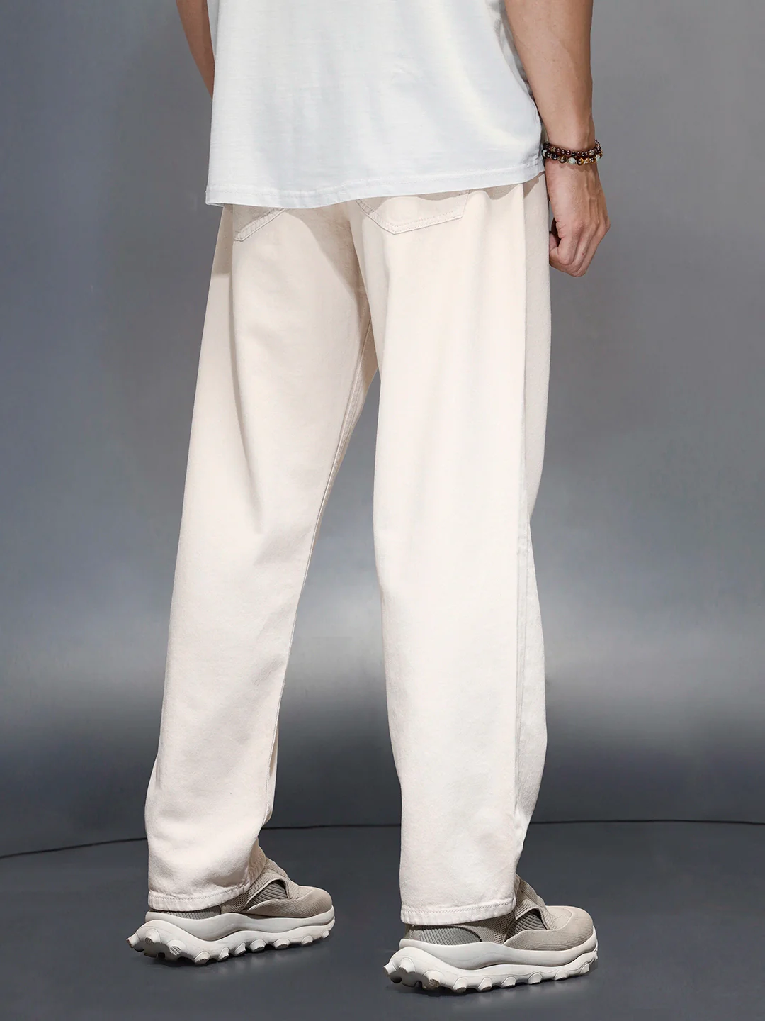 Men's Casual Loose Fit Jeans | Beige - Image 3
