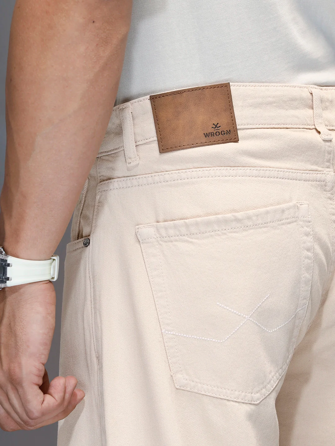 Men's Casual Loose Fit Jeans | Beige - Image 5