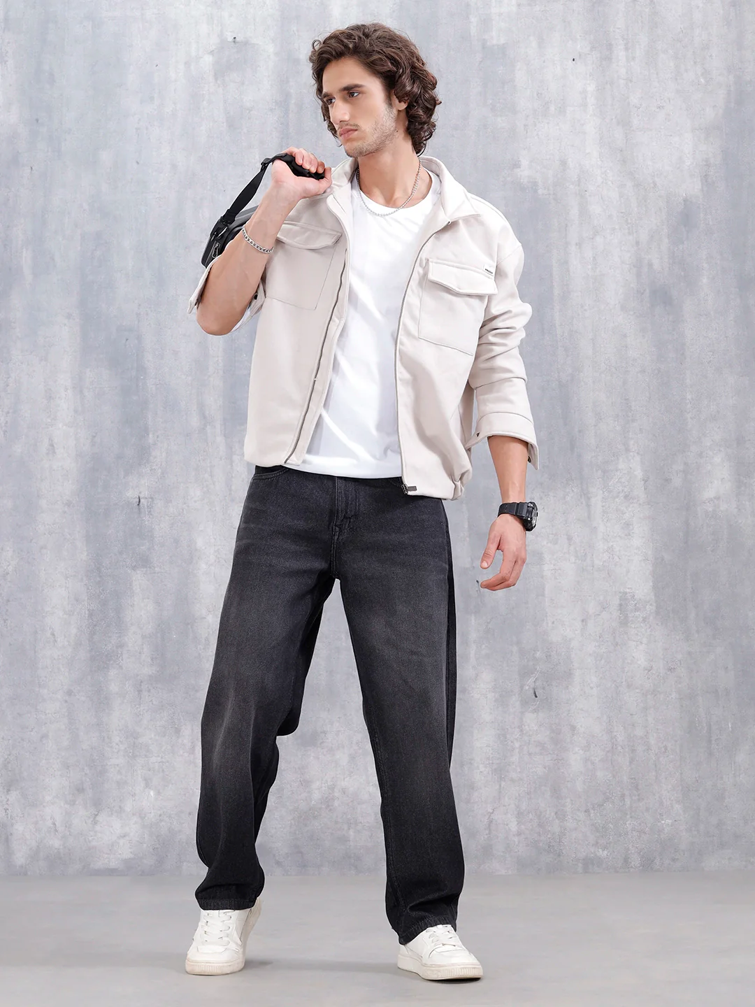 Men's Casual Loose Fit Jeans | Grey - Image 2