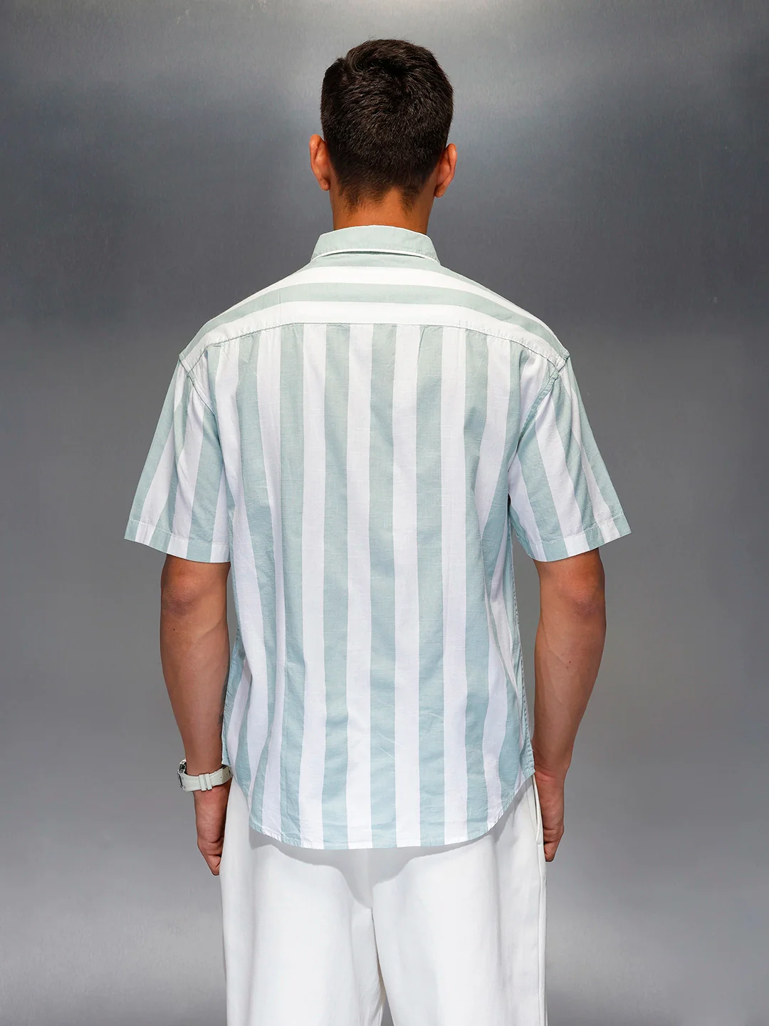 Men's casual oversize stripe shirt | White - Image 3