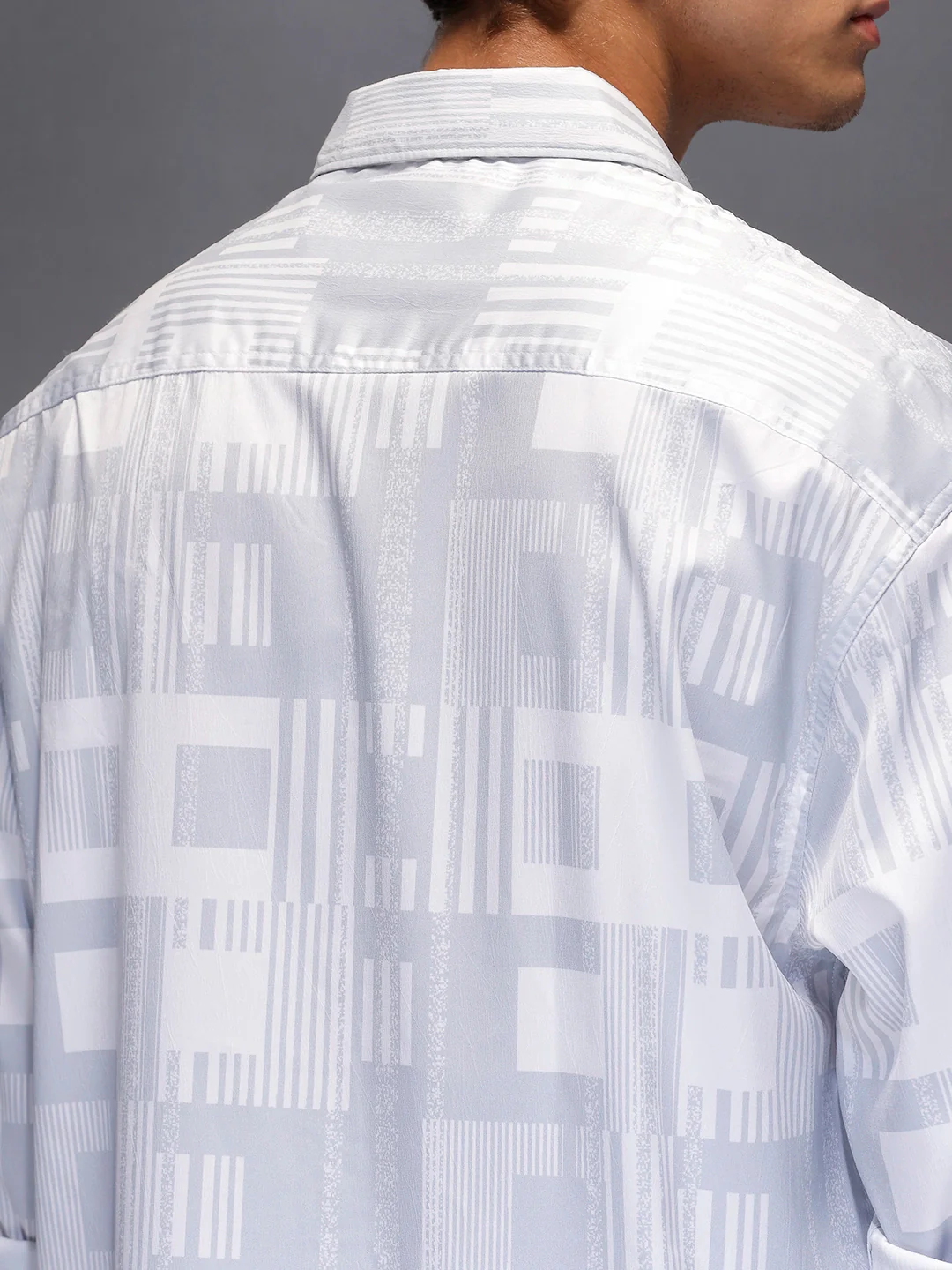 Men's Casual Oversized Abstract Printed Shirt  |  Grey - Image 5