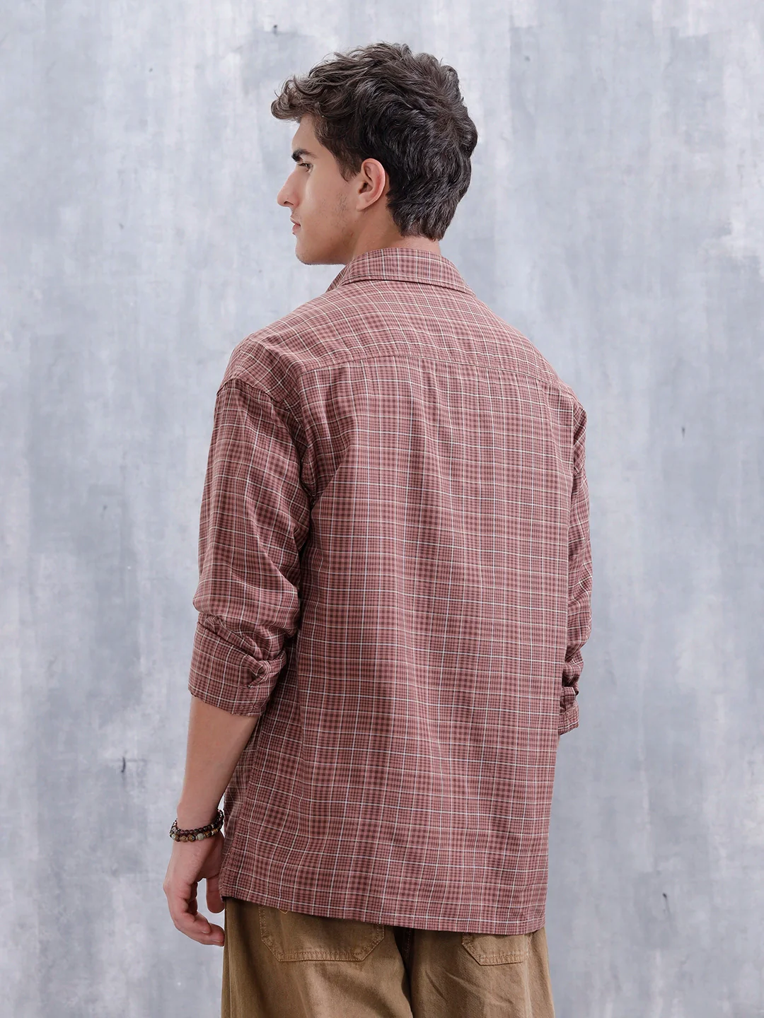 Men's Casual Oversized Fit Double Pocket Shirt | Brown - Image 3