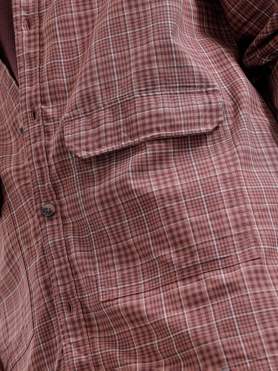 Men's Casual Oversized Fit Double Pocket Shirt | Brown - Image 5