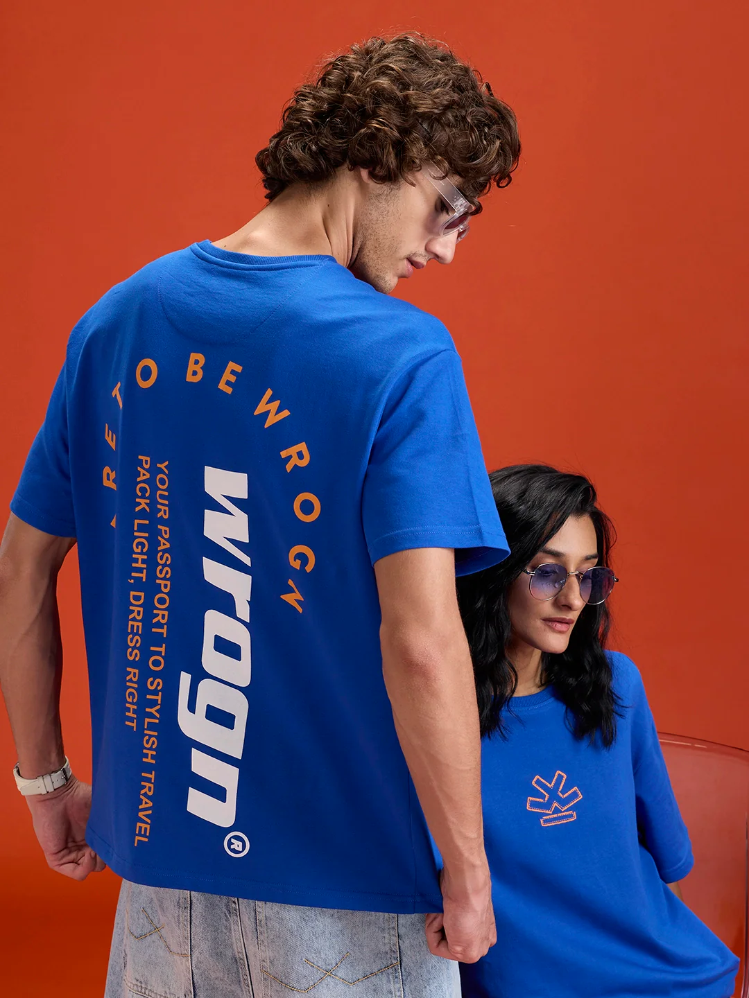 men's casual oversized fit graphic t-shirt | Blue - Image 3