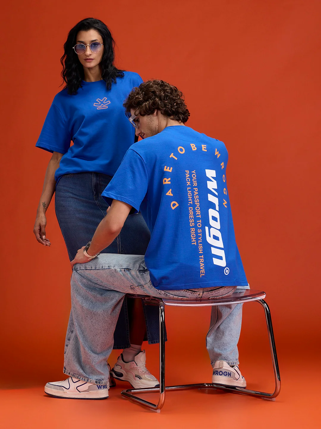 men's casual oversized fit graphic t-shirt | Blue - Image 4