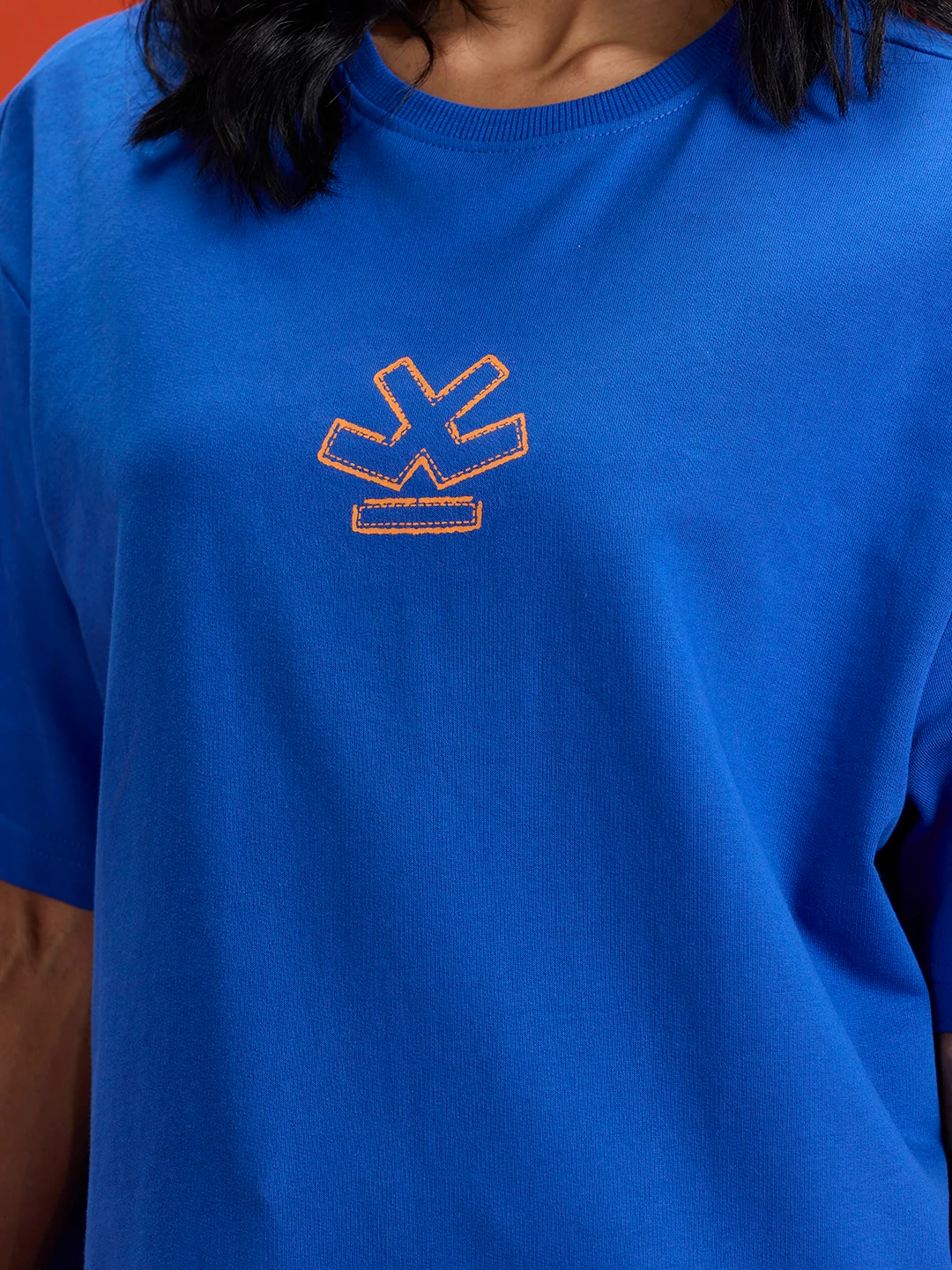 men's casual oversized fit graphic t-shirt | Blue - Image 7