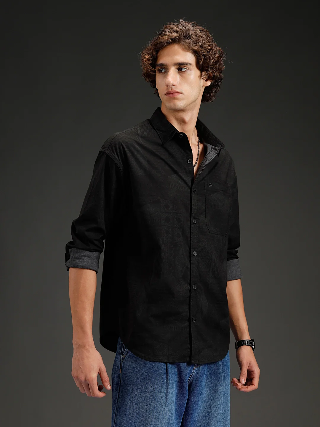 Men's casual oversized fit shirt | Grey - Image 4