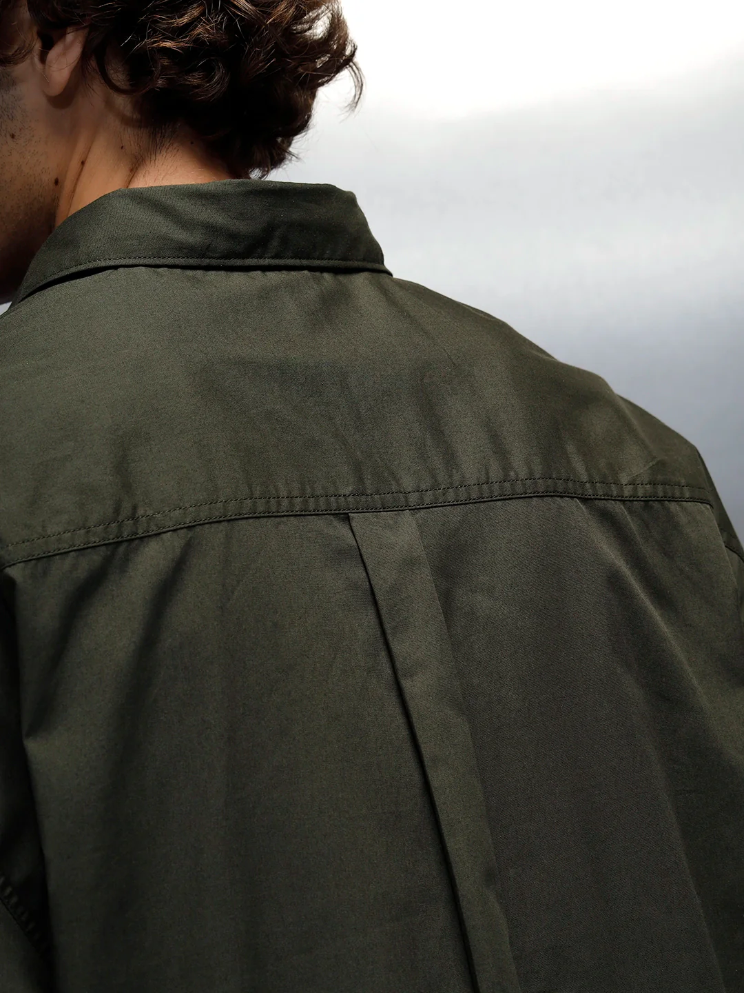 Men's casual oversized fit shirt | Olive - Image 5