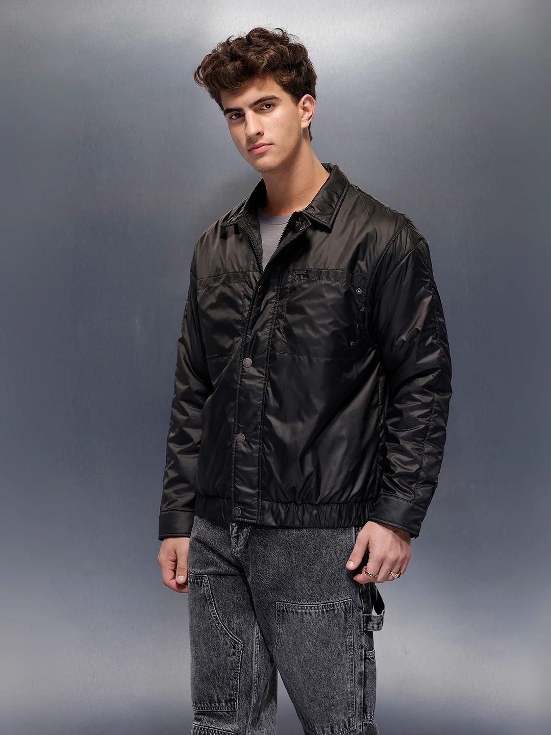 Men's Casual Oversized Jacket  | Black - Image 3