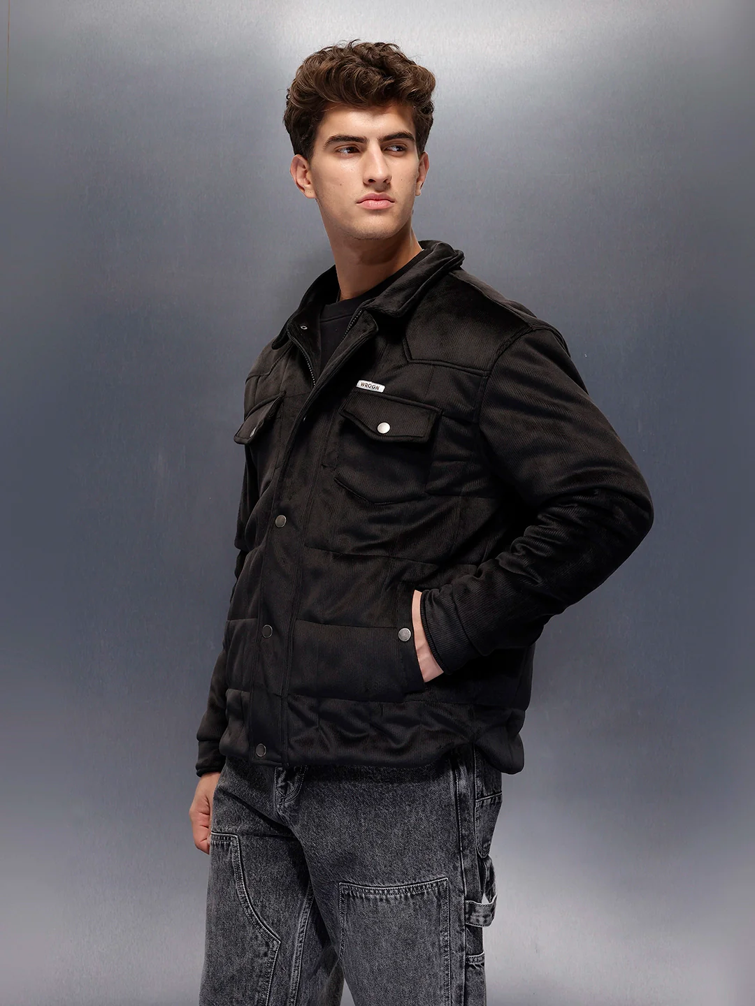 Men's Casual Oversized Jacket  | Black - Image 3