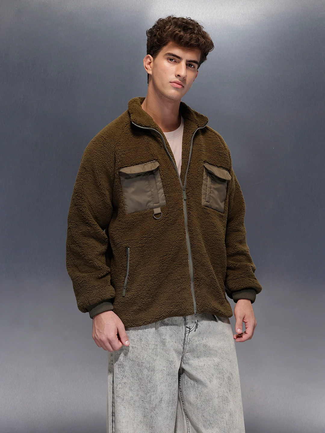 Men's Casual Oversized Jacket  | Olive - Image 3