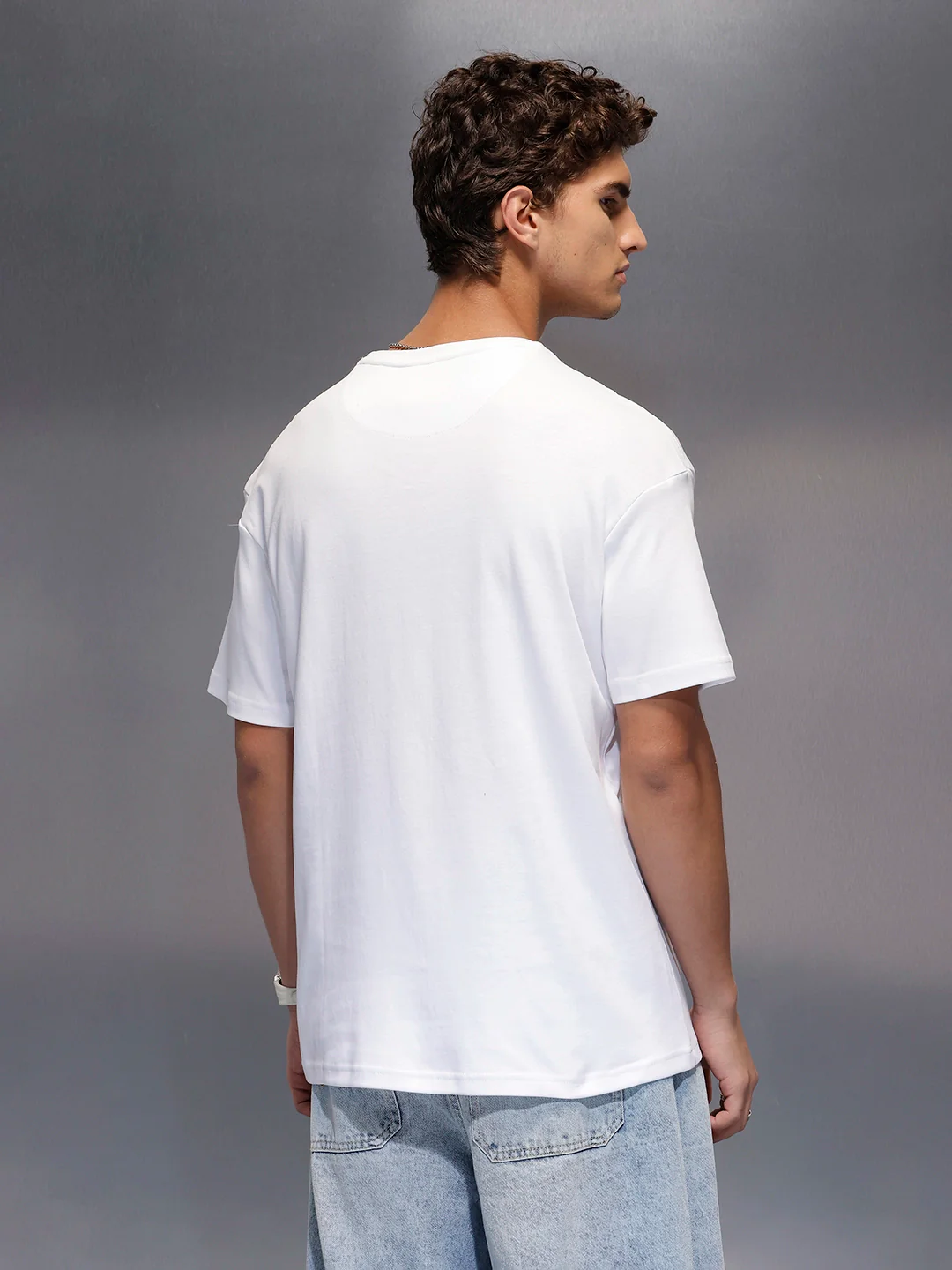 Men's Casual Oversized Tee  |  White - Image 3