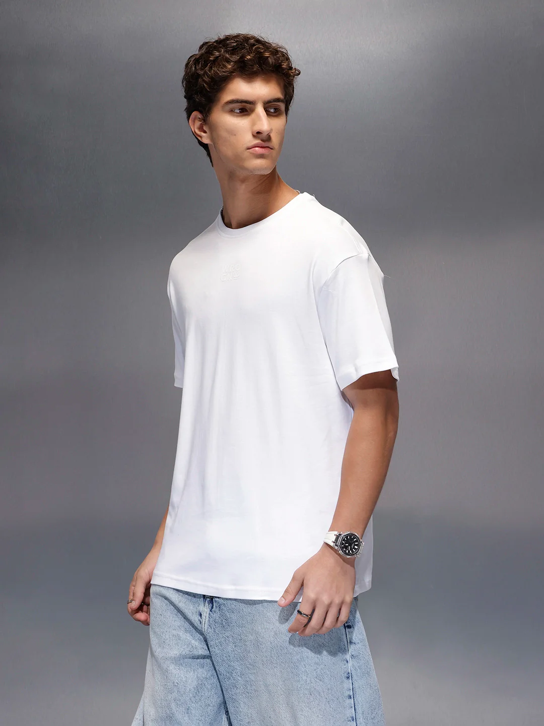 Men's Casual Oversized Tee  |  White - Image 4