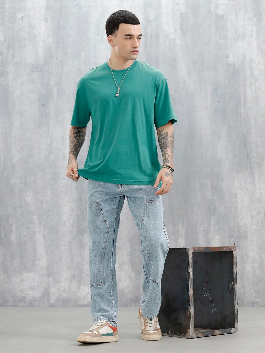 Men's Casual Printed Oversized T-Shirt | Green - Image 2