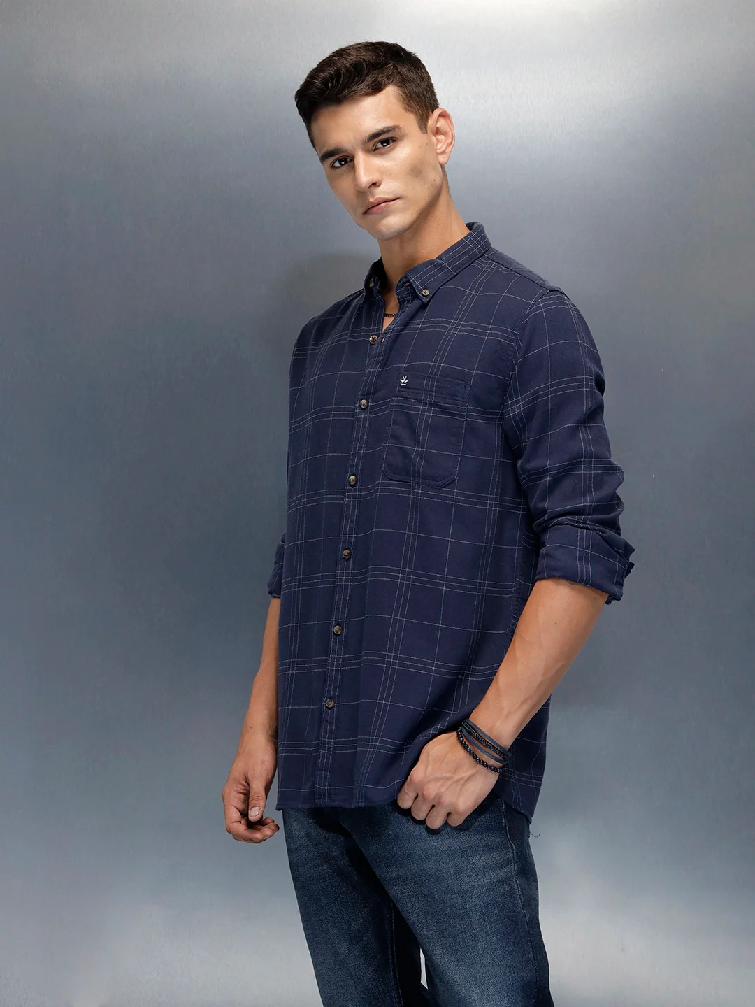 Men's Casual Regualr Fit Checkered Pattern Shirt | Black - Image 4