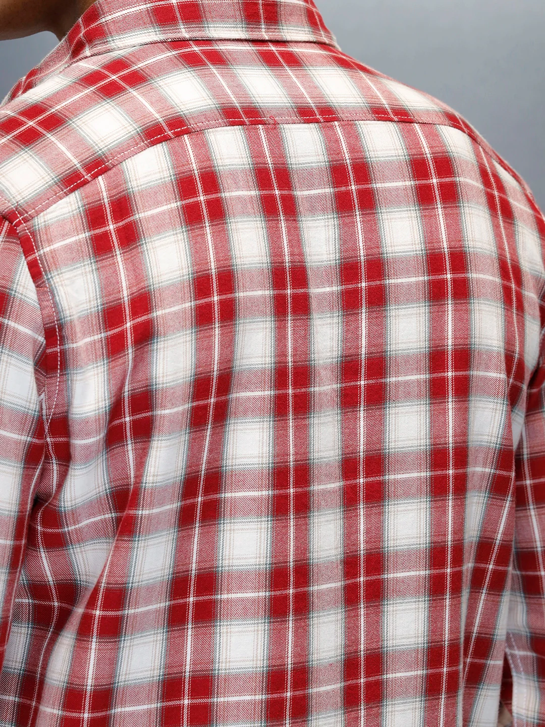 Men's Casual Regular Fit Checkered Pattern Shirt | Red - Image 5