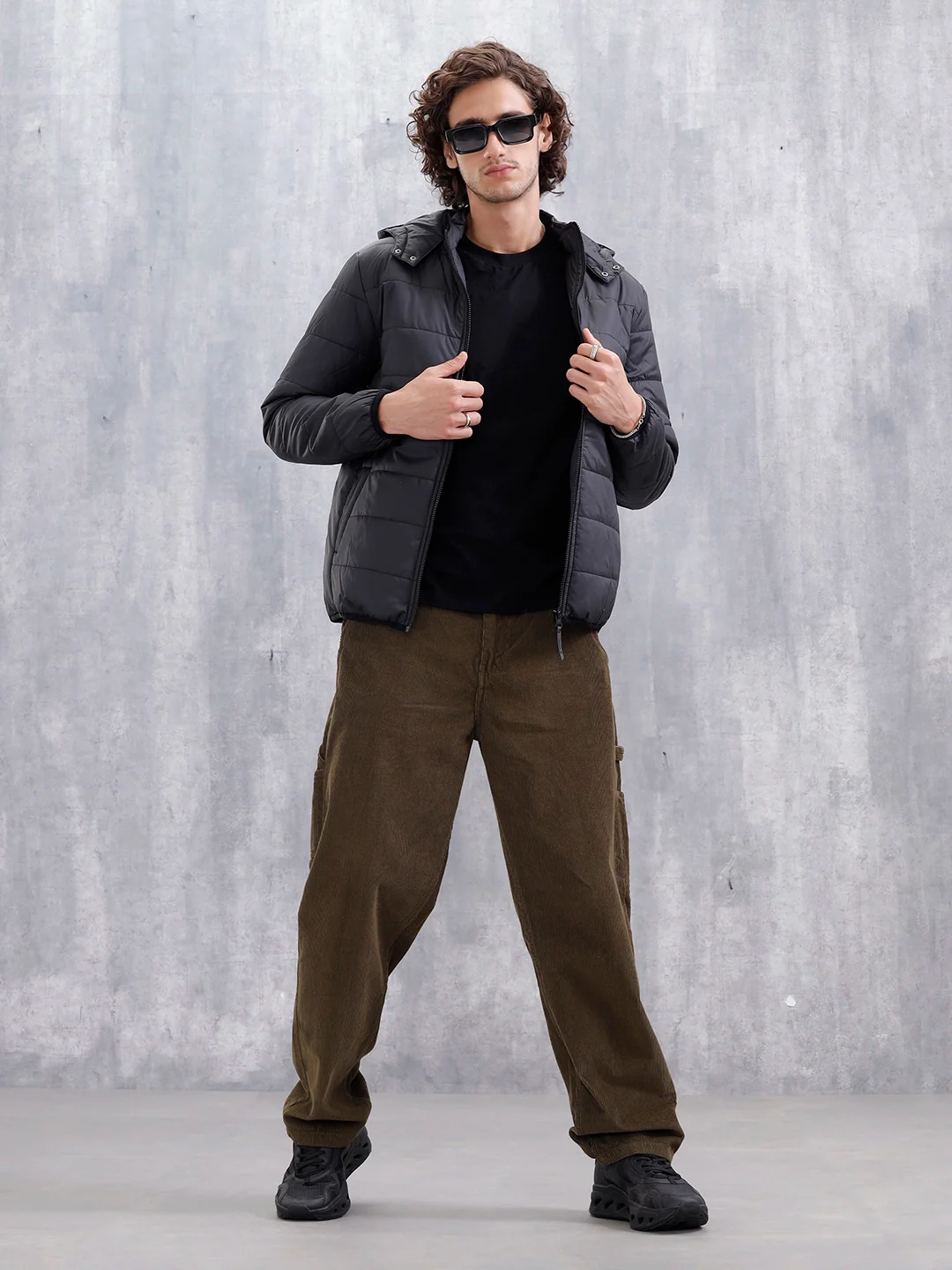 Men's Casual Regular Fit Hooded Puffer Jacker | Black - Image 2