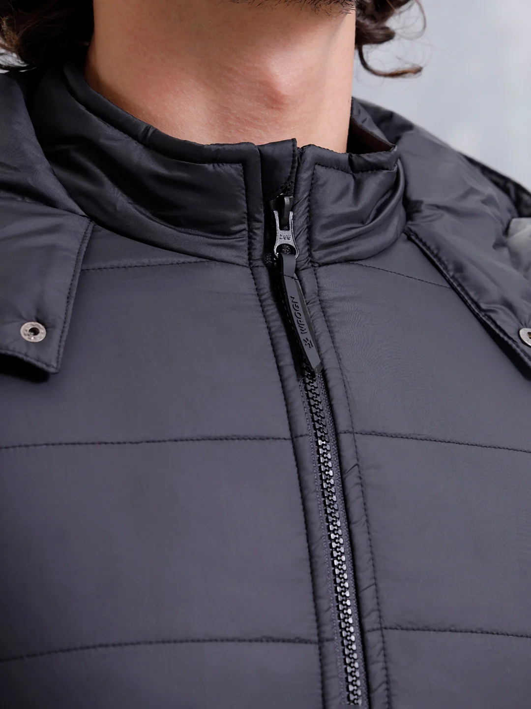 Men's Casual Regular Fit Hooded Puffer Jacker | Black - Image 5
