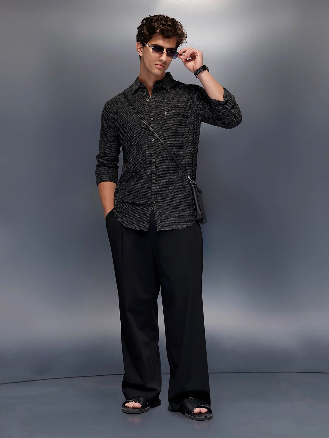 Men's Casual Regular Fit Shirt   |  Black - Image 2