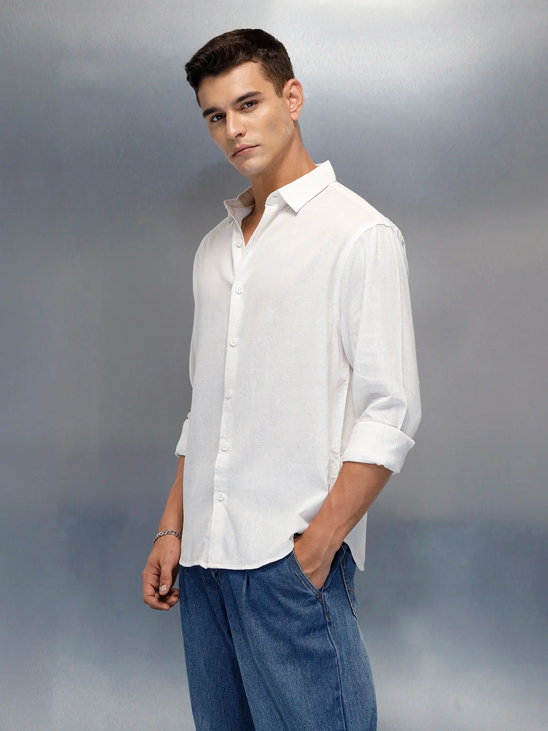 Men's Casual Regular Fit Shirt | Off White - Image 4