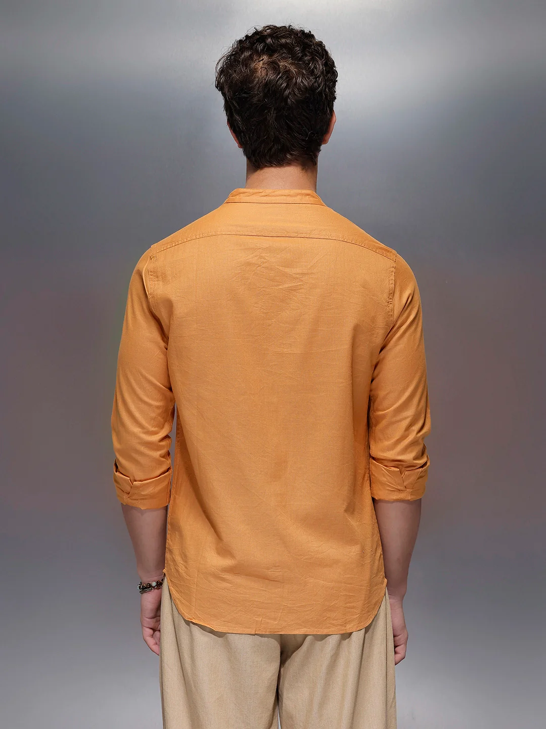 Men's Casual Regular Fit Shirt   |  Yellow - Image 3