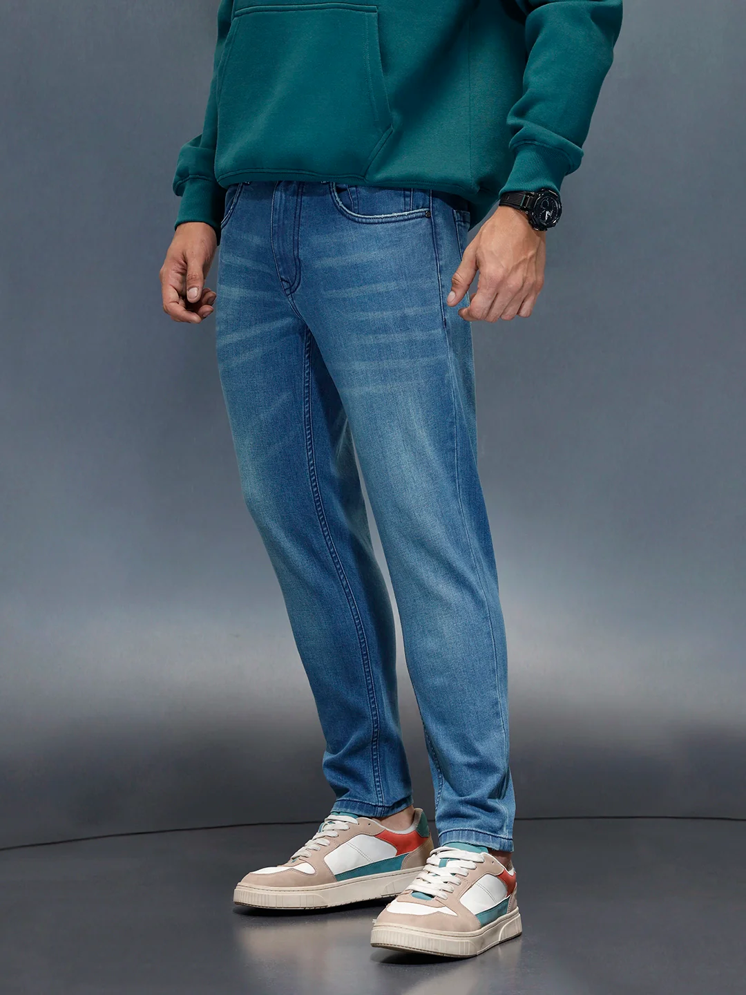 Men's Casual Skinny Crop Fit Jeans | Blue - Image 4