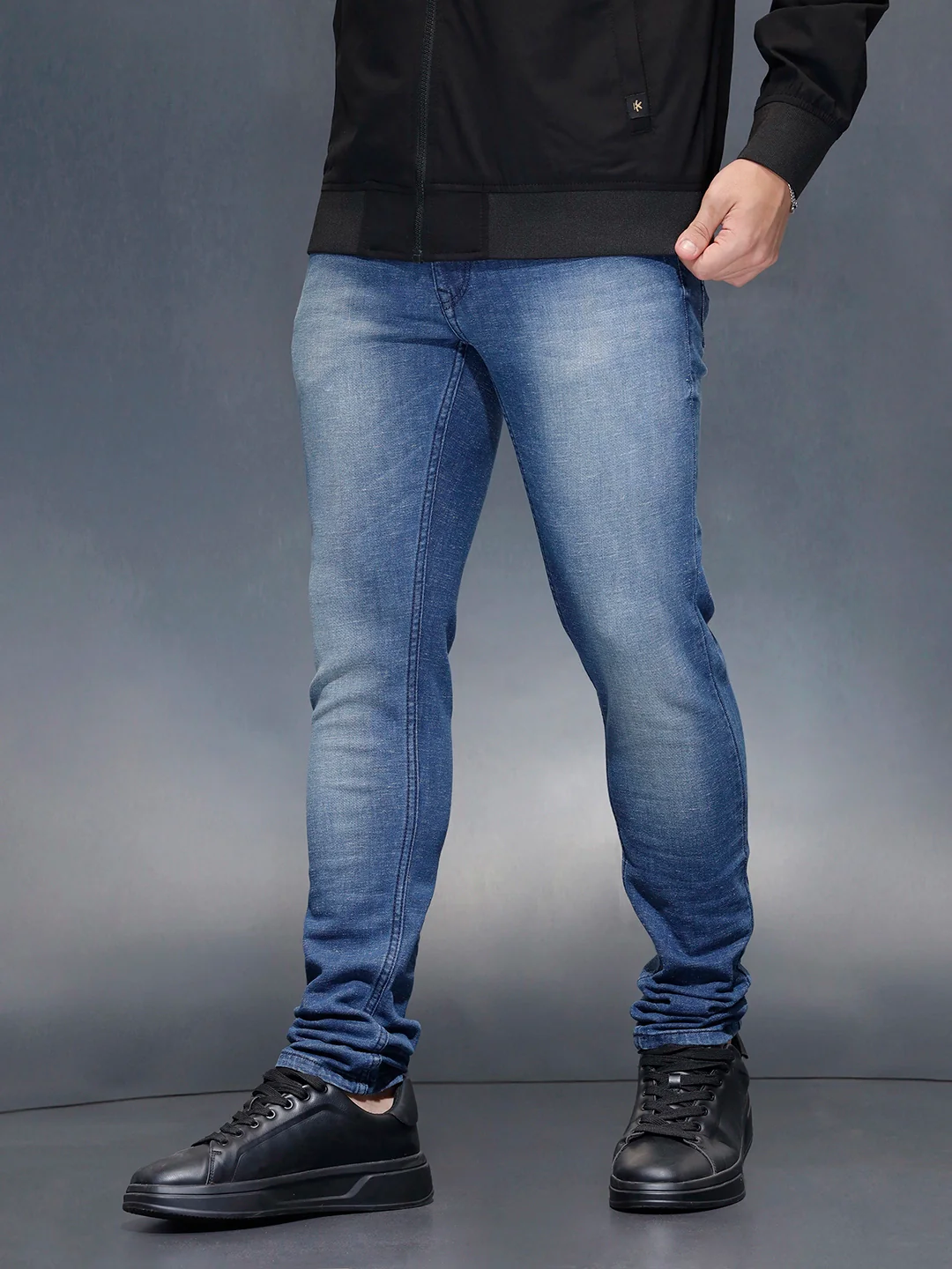 Men's casual skinny fit jeans  | Blue - Image 4