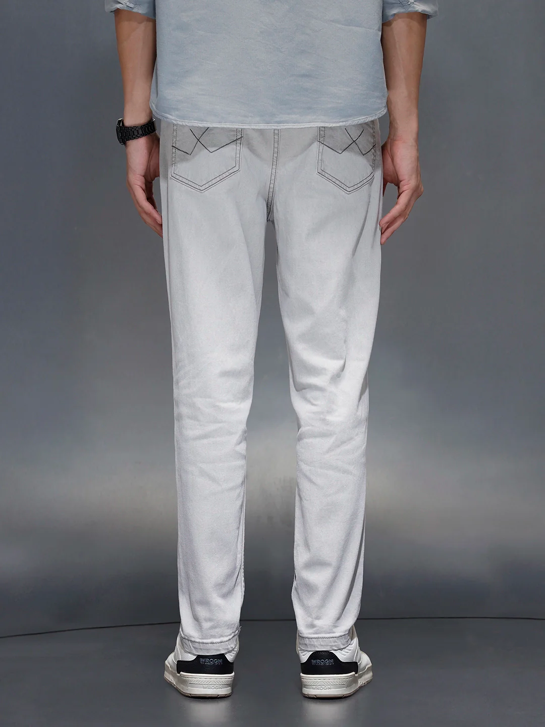 Men's casual slim ankle fit jeans | Grey - Image 3