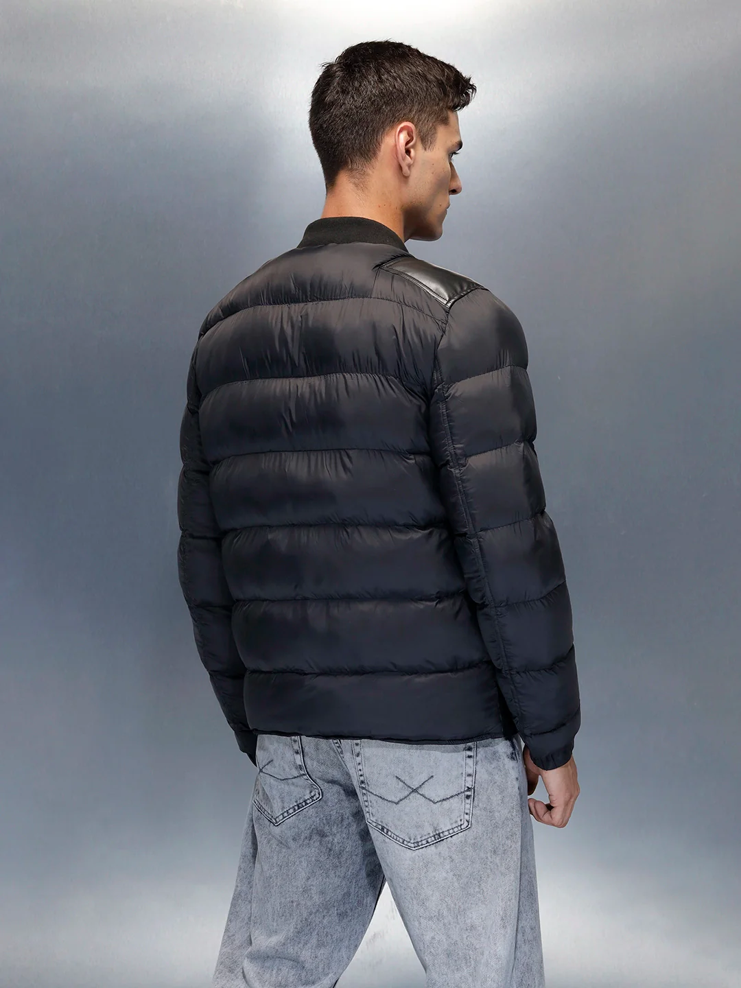 Men's Casual Slim Fit Biker Jacket | Black - Image 7