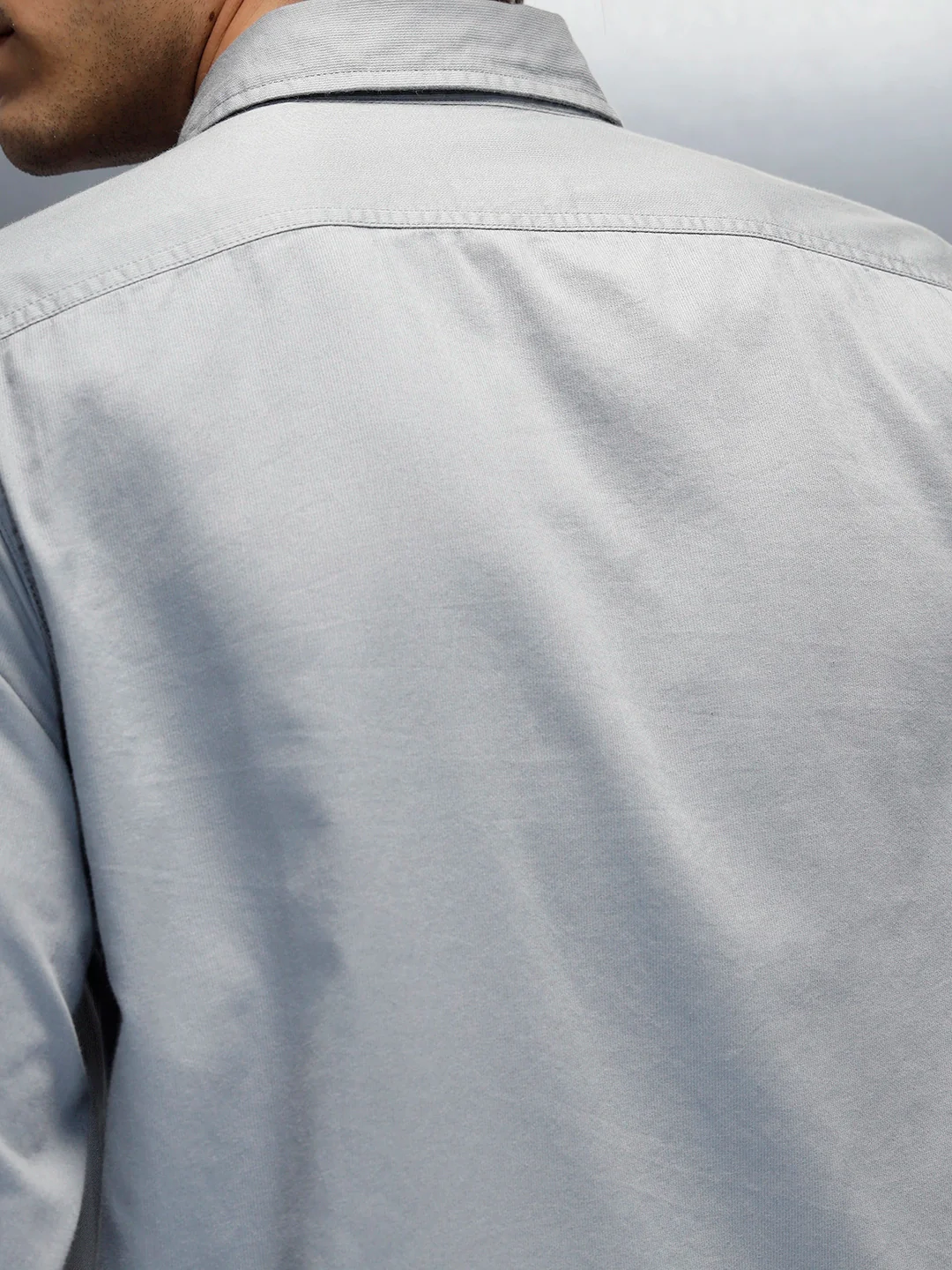 Men's casual slim fit double pocket shirt | Grey - Image 5