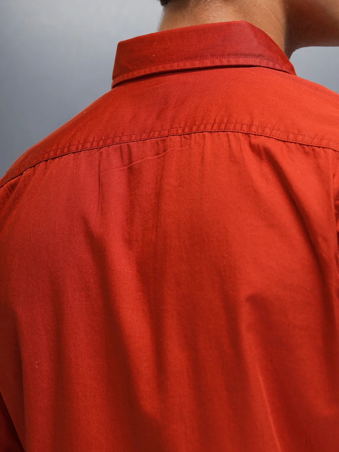 men's casual slim fit double pocket shirt | Rust - Image 5