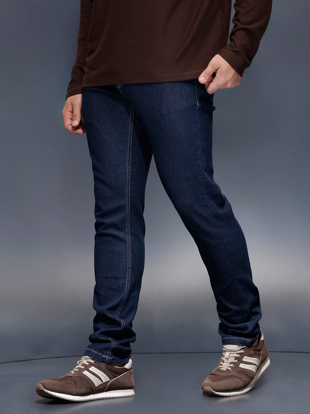 Men's Casual Slim Fit Jeans   |  Dark Blue - Image 4