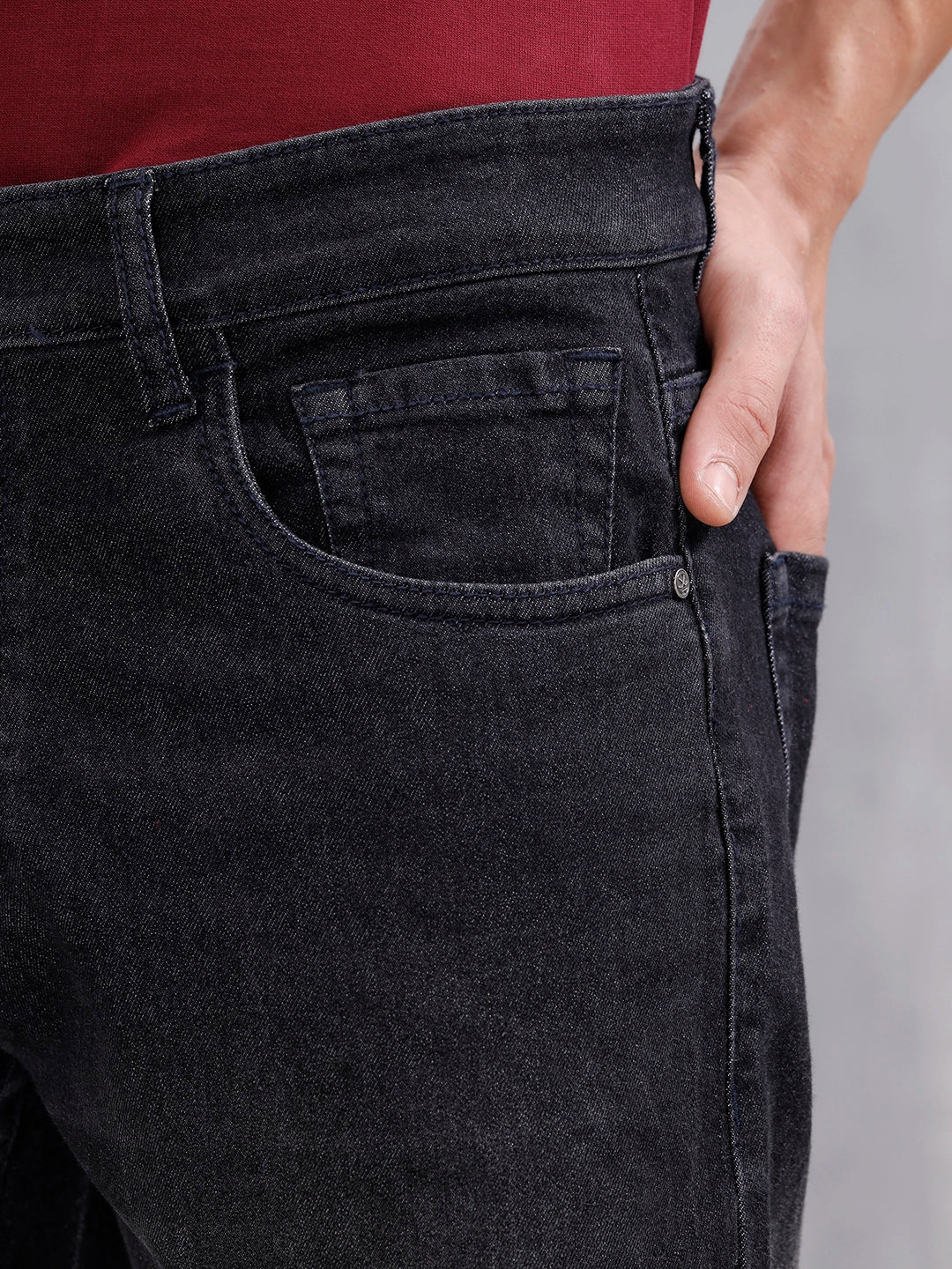 Men's Casual Slim Fit Jeans | Dark Stone - Image 5