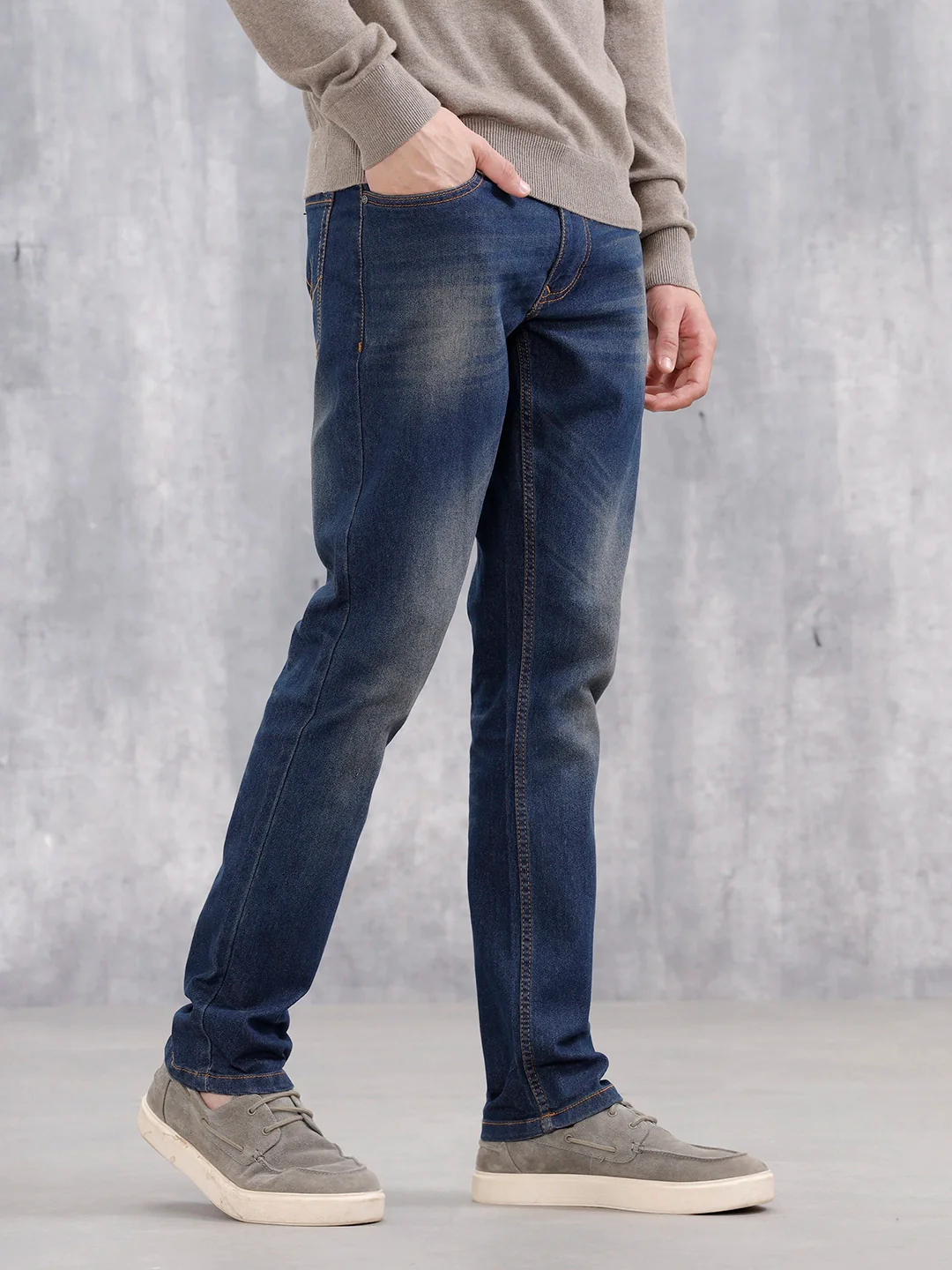 Men's Casual Slim Fit Jeans | Dark Stone - Image 4