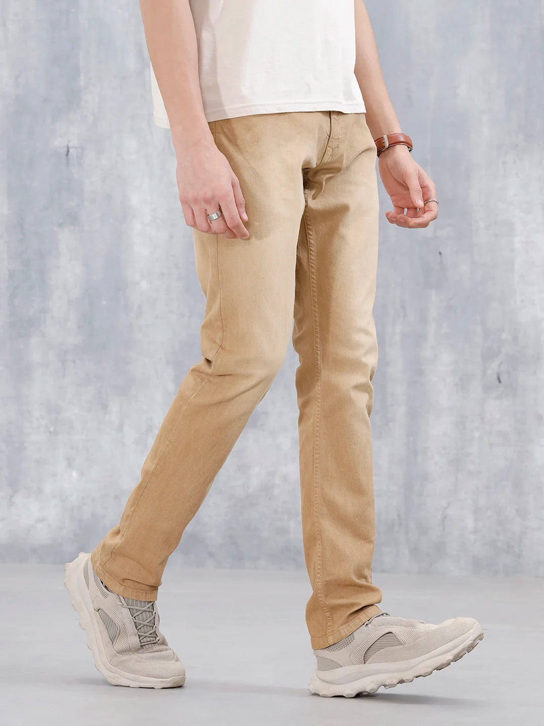 Men's Casual Slim Fit Jeans | Khaki - Image 4