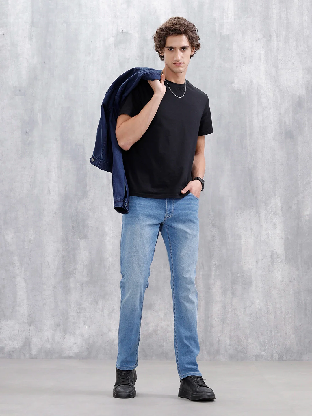 Men's Casual Slim Fit Jeans | Med Stone - Image 2