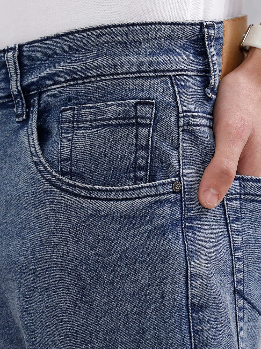 Men's Casual Slim Fit Jeans | Med Stone - Image 5